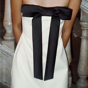 ZARA Viral Black White Strapless Bow Dress Satin Core NWT party core minimalist